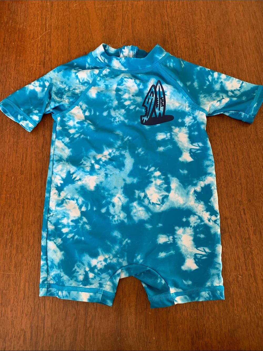 🍊5/$25 Joe Fresh Blue & White Tie-Dye Short-Sleeve Swim Sunsuit